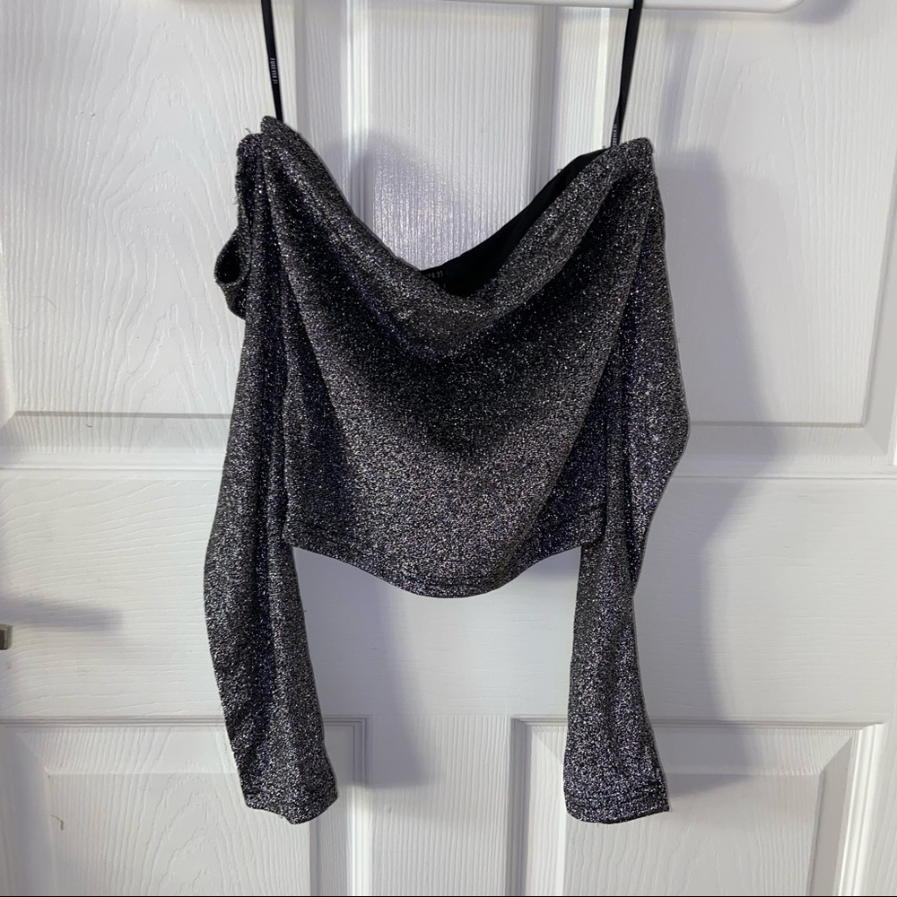 Off-the-shoulder Glitter Top